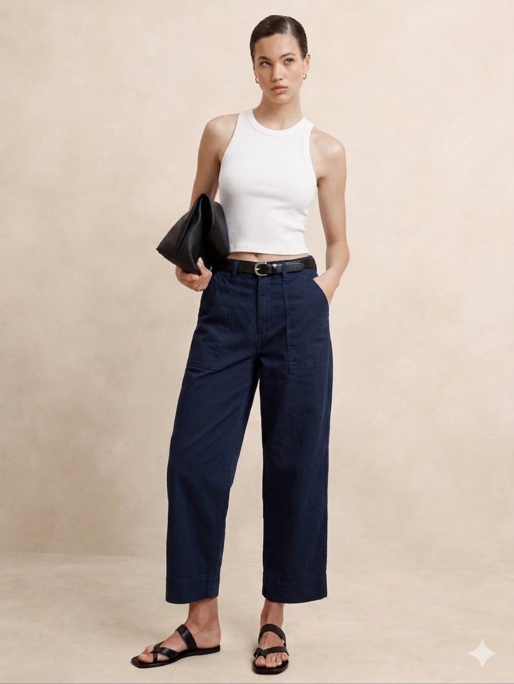 Banana Republic Navy Authentic Chino Barrel Pants